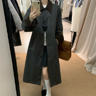 风衣外套女 韩系复古高级感单排扣翻领宽松显瘦长款 2025秋季 新款