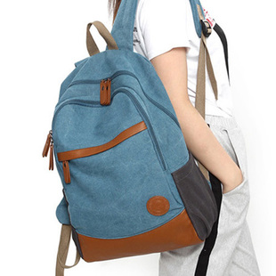 日韩版 复古休闲双肩包旅行包男女背包高中学生书包牛仔帆布电脑包