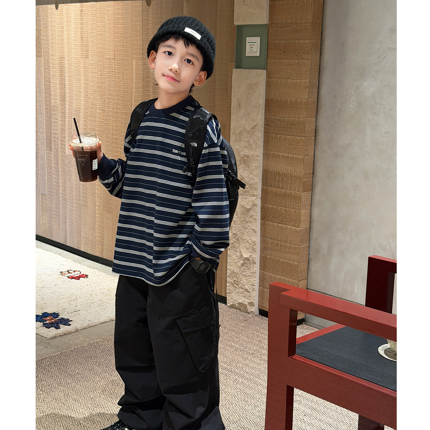 男童长袖T恤儿童条纹上衣秋2026秋季新款男孩秋装中大童衣服童装