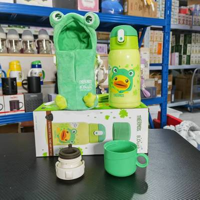 膳魔师青蛙杯儿童316L高真空吸管直饮保温杯一杯双盖550ML/580ML