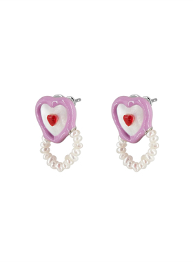 yeah jewelry官方店 原创珍珠贝壳珐琅彩色宝石耳环小众甜美少女
