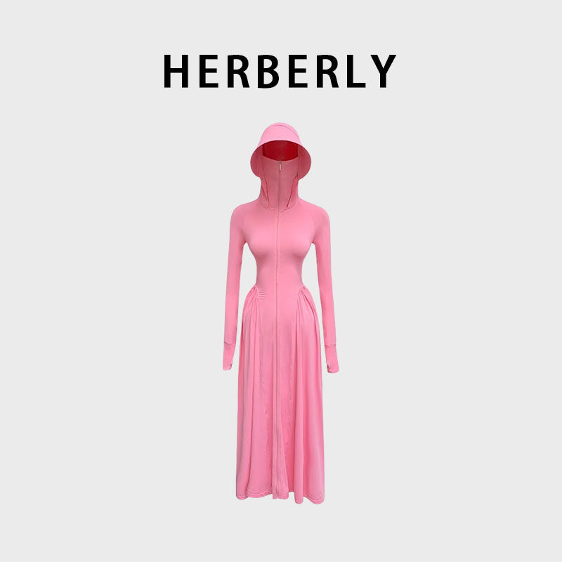 HERBERRY超长款大帽檐防晒衣女2025夏季新款透气防紫外线冰丝外套