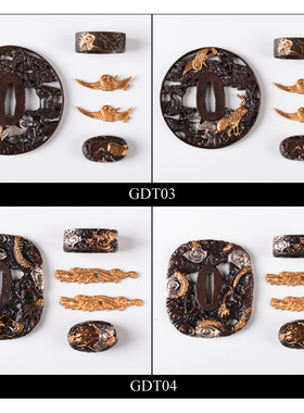 镶金镀银高档手工刀镡 通用刀镡 日本装具 刀剑DIY保养用品 世剑