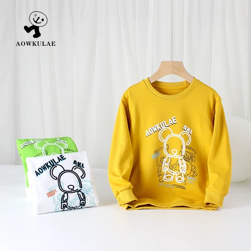 Демисезонная детская толстовка, мультяшный приятный телу лонгслив для мальчиков, в корейском стиле, детская одежда, подходит для подростков