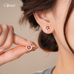Floral Earrings Vintage Luxury Stud Royal Minimalist Zircon