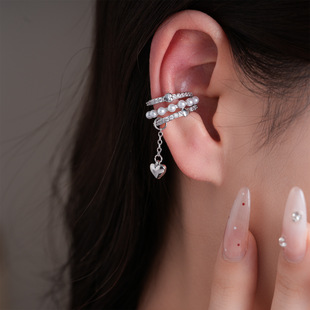Cuffs Ons Minimalist Ear Sparkling Clip Square Pearl Zircon