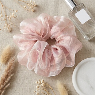 Iridescent Pink Oversized Scrunchie Elegant Hair Accessory