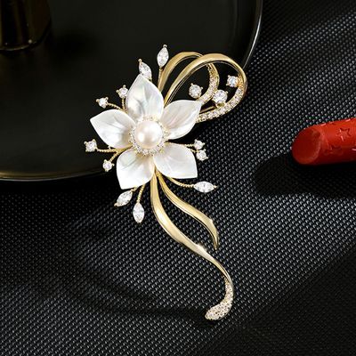 古风洁白花朵胸针旗袍国风配饰