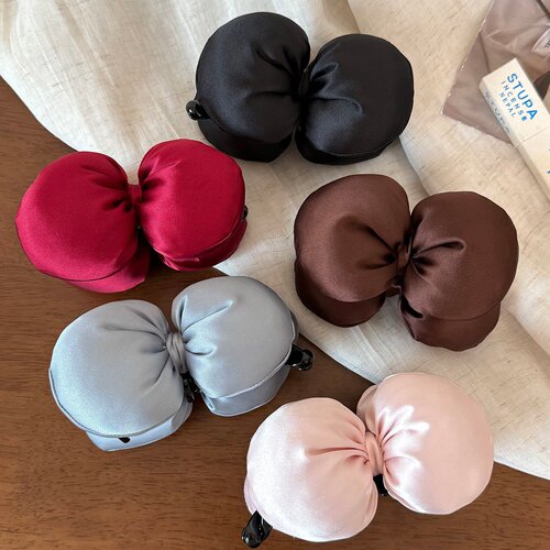 甜美缎面蝴蝶结泡泡充棉香蕉夹