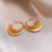 Arc Geometric Earrings Chinese Zircon Irregular Luxury Studs