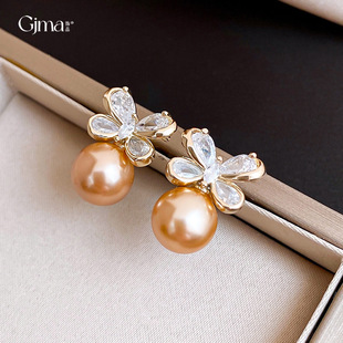Zircon Studs Pearl Sweet Earrings French Luxury Bow