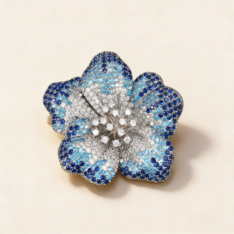 Diamond Flower Brooch, Heavy Zircon Luxury Lapel Pin