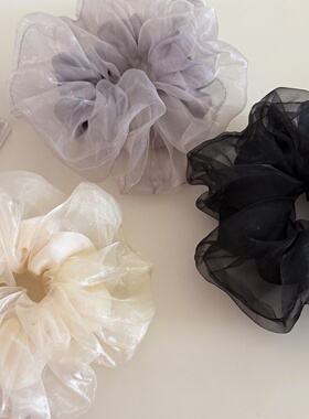 Korean Double Layer Mesh Satin Hair Scrunchie Shiny Hair Tie