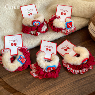 Korean Scrunchies Floral Hair Luxury Red Ties Velvet