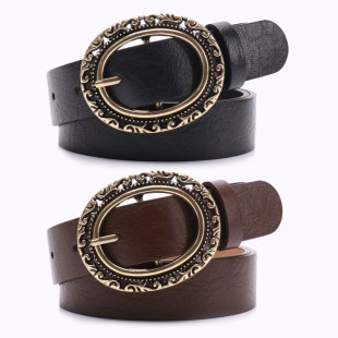 Oval Bronze Buckle Denim Waistband Antique Dress Belt