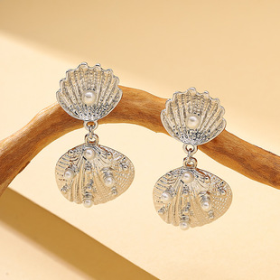 Bold Earrings Pearl Studs Minimalist Chic Vacation Shell