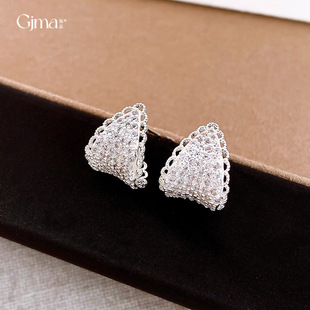 Earrings Hoop Zircon Lace Studs Korean Luxury
