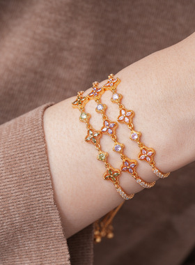 欧美复古锆石镂空抽拉式手链