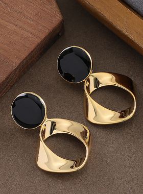 Hollow Diamond Earrings, Geometric Luxury Minimalist Studs