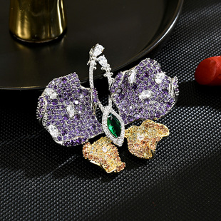 Vintage Brooch Diamond Formal Pin Purple Lapel Butterfly
