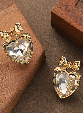 Korean Bow Studs, Heart Minimalist Luxury Earrings