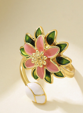 滴油立体花朵开口可调节戒指