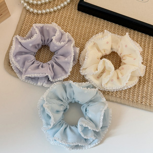 Ponytail Blue Holder Academic Dot Scrunchie Polka