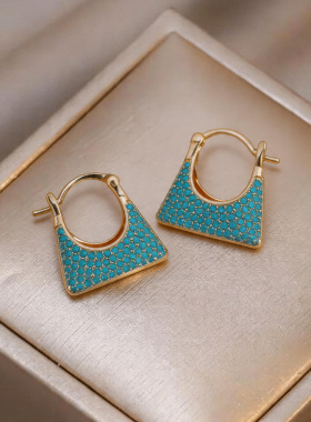 Blue Bag Ear Cuffs, French Vintage Minimalist Earrings