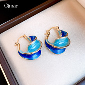 Twisted Vintage Ear Blue Cuffs Enamel Minimalist Earrings