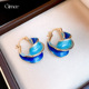 Twisted Vintage Ear Blue Cuffs Enamel Minimalist Earrings