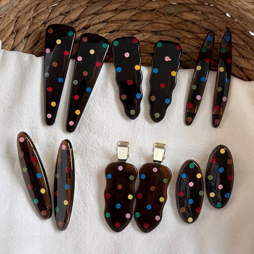 Rainbow Polka Dot Hair Clip Korean Style Cute