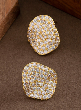Irregular Zircon Studs, Diamond Sparkling Luxury Earrings