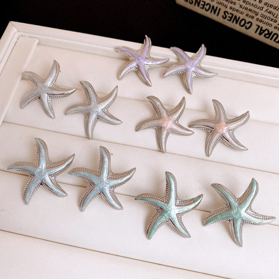 小清新简约滴油海星耳环