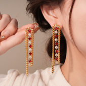 Gold Tassel Plated 18K Chain Drop Earrings