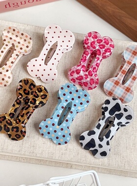 Polka Dot Bone Hair Clip Leopard Print Hair Accessory