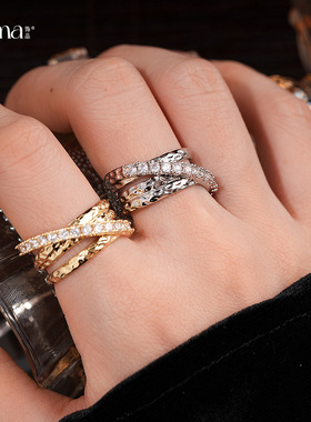 沙金（铜合金）饰品锆石三层跨境