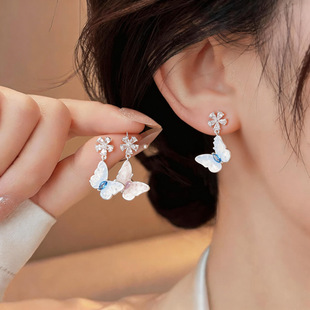 Zircon Earrings Butterfly Studs Sweet Chic Floral Korean