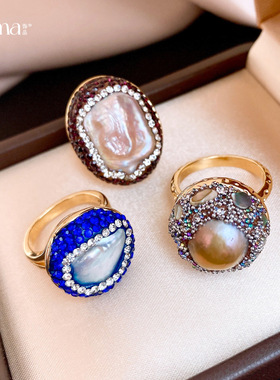 欧美跨境复古镶钻几何圆形戒指