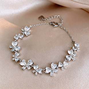 Sparkling Korean Bangle Butterfly Zircon Heart Bracelet