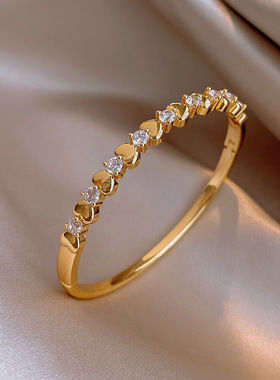 金属风锆石爱心拼接手镯