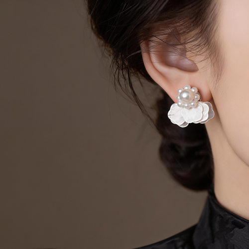 巴洛克时尚花朵贝壳珍珠耳环
