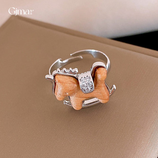 Wooden Ring Equine Elegant Band Zodiac Statement Horse