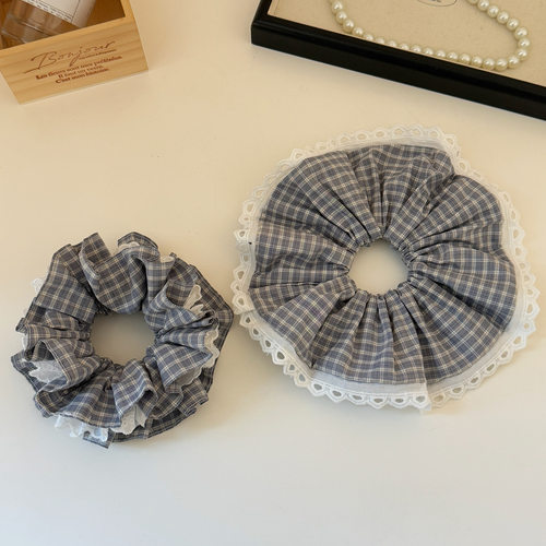 韩系蕾丝花边学院风格纹大肠发圈