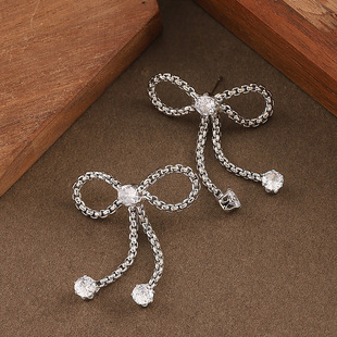 Luxury Zircon Sparkling Earrings Drop Bow