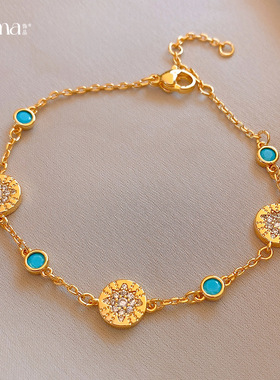 18K Gold Plated Vintage Zircon Flower Bracelet for Women