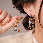 Crystal Silver Oval Stud Vintage Chic Tassel Earrings Post