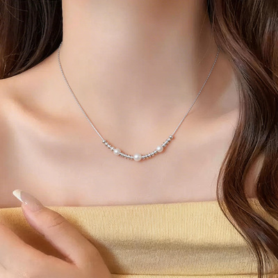 韩系简约超闪锆石星星珍珠项链