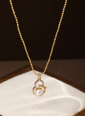 新中式葫芦珍珠镶钻项链