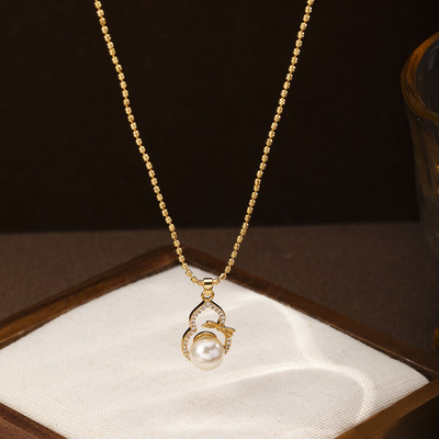 新中式葫芦珍珠镶钻项链