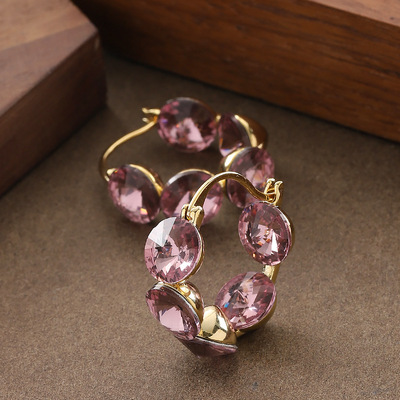 简约爆闪锆石几何耳圈耳环银针